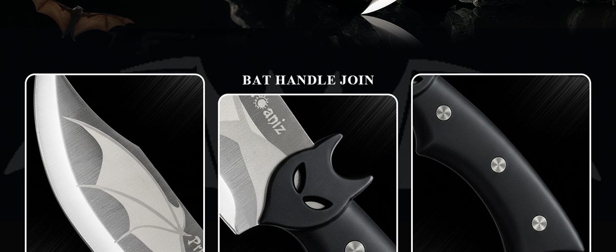 Bat handle join — the first of three close-up insets, showing the etched bat pattern on the blade